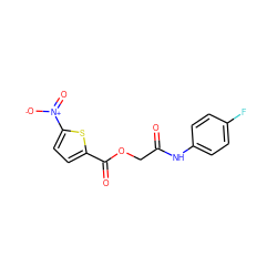 O=C(COC(=O)c1ccc([N+](=O)[O-])s1)Nc1ccc(F)cc1 ZINC000003496547