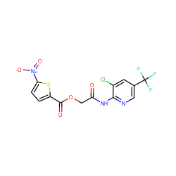 O=C(COC(=O)c1ccc([N+](=O)[O-])s1)Nc1ncc(C(F)(F)F)cc1Cl ZINC000003271818