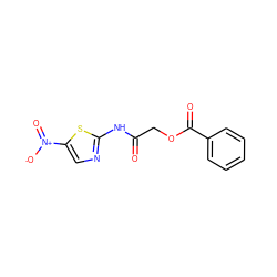 O=C(COC(=O)c1ccccc1)Nc1ncc([N+](=O)[O-])s1 ZINC000005699602