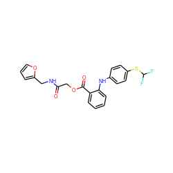 O=C(COC(=O)c1ccccc1Nc1ccc(SC(F)F)cc1)NCc1ccco1 ZINC000003229174