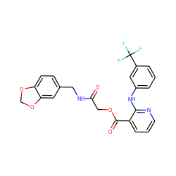 O=C(COC(=O)c1cccnc1Nc1cccc(C(F)(F)F)c1)NCc1ccc2c(c1)OCO2 ZINC000003274761