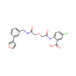 O=C(COCC(=O)Nc1ccc(Cl)cc1C(=O)O)NCc1cccc(-c2ccoc2)c1 ZINC000115036291