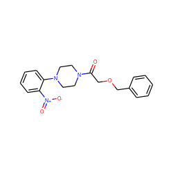 O=C(COCc1ccccc1)N1CCN(c2ccccc2[N+](=O)[O-])CC1 ZINC000066124018