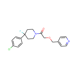 O=C(COCc1ccncc1)N1CCC(F)(c2ccc(Cl)cc2)CC1 ZINC000064549054