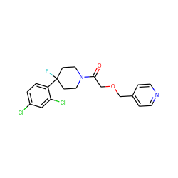 O=C(COCc1ccncc1)N1CCC(F)(c2ccc(Cl)cc2Cl)CC1 ZINC000064549630