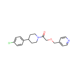 O=C(COCc1ccncc1)N1CCC(c2ccc(Cl)cc2)CC1 ZINC000064559854