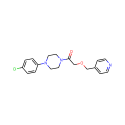 O=C(COCc1ccncc1)N1CCN(c2ccc(Cl)cc2)CC1 ZINC000064560632