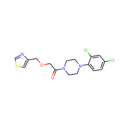 O=C(COCc1cscn1)N1CCN(c2ccc(Cl)cc2Cl)CC1 ZINC000064573686