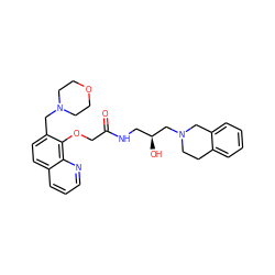 O=C(COc1c(CN2CCOCC2)ccc2cccnc12)NC[C@H](O)CN1CCc2ccccc2C1 ZINC001772654455