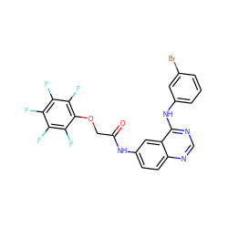 O=C(COc1c(F)c(F)c(F)c(F)c1F)Nc1ccc2ncnc(Nc3cccc(Br)c3)c2c1 ZINC000049761786