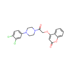 O=C(COc1cc(=O)oc2ccccc12)N1CCN(c2ccc(Cl)c(Cl)c2)CC1 ZINC000096271540