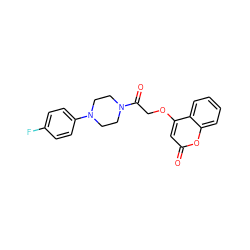 O=C(COc1cc(=O)oc2ccccc12)N1CCN(c2ccc(F)cc2)CC1 ZINC000096271538