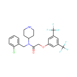 O=C(COc1cc(C(F)(F)F)cc(C(F)(F)F)c1)N(Cc1ccccc1Cl)C1CCNCC1 ZINC000013437297