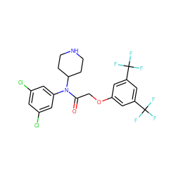 O=C(COc1cc(C(F)(F)F)cc(C(F)(F)F)c1)N(c1cc(Cl)cc(Cl)c1)C1CCNCC1 ZINC000013437310