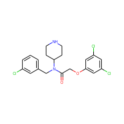 O=C(COc1cc(Cl)cc(Cl)c1)N(Cc1cccc(Cl)c1)C1CCNCC1 ZINC000013437330