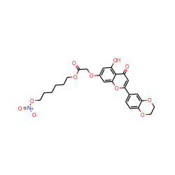 O=C(COc1cc(O)c2c(=O)cc(-c3ccc4c(c3)OCCO4)oc2c1)OCCCCCCO[N+](=O)[O-] ZINC000096273315