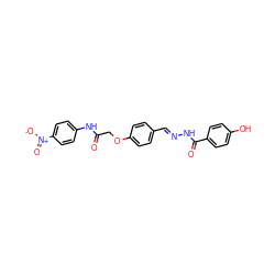 O=C(COc1ccc(/C=N/NC(=O)c2ccc(O)cc2)cc1)Nc1ccc([N+](=O)[O-])cc1 ZINC000008685776