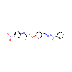 O=C(COc1ccc(/C=N/NC(=O)c2ccncc2)cc1)Nc1ccc([N+](=O)[O-])cc1 ZINC000012428952