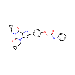 O=C(COc1ccc(-c2cc3c([nH]2)c(=O)n(CC2CC2)c(=O)n3CC2CC2)cc1)Nc1ccccc1 ZINC000013678814