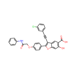 O=C(COc1ccc(-c2oc3cc(O)c(C(=O)O)cc3c2C#Cc2cccc(Cl)c2)cc1)Nc1ccccc1 ZINC000096272273