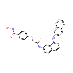 O=C(COc1ccc(C(=O)NO)cc1)Nc1ccc2ccnc(Nc3ccc4ccccc4c3)c2c1 ZINC000473086353