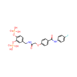 O=C(COc1ccc(C(=O)Nc2ccc(F)cc2)cc1)NCc1ccc(OP(=O)(O)O)c(OP(=O)(O)O)c1 ZINC001772619804