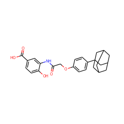 O=C(COc1ccc(C23CC4CC(CC(C4)C2)C3)cc1)Nc1cc(C(=O)O)ccc1O ZINC000035323174