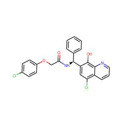 O=C(COc1ccc(Cl)cc1)N[C@@H](c1ccccc1)c1cc(Cl)c2cccnc2c1O ZINC000040933241