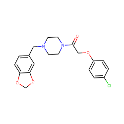 O=C(COc1ccc(Cl)cc1)N1CCN(Cc2ccc3c(c2)OCO3)CC1 ZINC000019632822