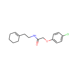 O=C(COc1ccc(Cl)cc1)NCCC1=CCCCC1 ZINC000000362504