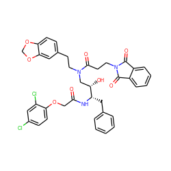 O=C(COc1ccc(Cl)cc1Cl)N[C@@H](Cc1ccccc1)[C@@H](O)CN(CCc1ccc2c(c1)OCO2)C(=O)CCN1C(=O)c2ccccc2C1=O ZINC000029213363