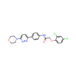 O=C(COc1ccc(Cl)cc1Cl)Nc1ccc(-c2ccc(N3CCOCC3)nn2)cc1 ZINC000010186641