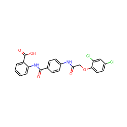 O=C(COc1ccc(Cl)cc1Cl)Nc1ccc(C(=O)Nc2ccccc2C(=O)O)cc1 ZINC000009095032