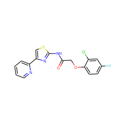 O=C(COc1ccc(F)cc1Cl)Nc1nc(-c2ccccn2)cs1 ZINC000007182658