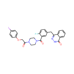 O=C(COc1ccc(I)cc1)N1CCN(C(=O)c2cc(Cc3n[nH]c(=O)c4ccccc34)ccc2F)CC1 ZINC000653749465