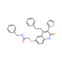 O=C(COc1ccc2[nH]c(=O)c(-c3ccco3)c(CCc3ccccc3)c2c1)NCc1ccccc1 ZINC000064560036