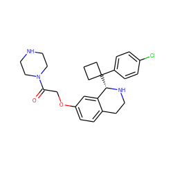 O=C(COc1ccc2c(c1)[C@H](C1(c3ccc(Cl)cc3)CCC1)NCC2)N1CCNCC1 ZINC000114983071