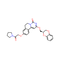 O=C(COc1ccc2c(c1)CCn1c-2cc(OC[C@H]2COc3ccccc3O2)nc1=O)N1CCCC1 ZINC000209717048