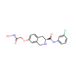 O=C(COc1ccc2c(c1)CN[C@H](C(=O)Nc1cccc(Cl)c1)C2)NO ZINC000045387890