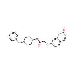 O=C(COc1ccc2ccc(=O)oc2c1)NC1CCN(Cc2ccccc2)CC1 ZINC000005304982