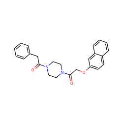 O=C(COc1ccc2ccccc2c1)N1CCN(C(=O)Cc2ccccc2)CC1 ZINC000000779577