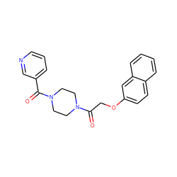 O=C(COc1ccc2ccccc2c1)N1CCN(C(=O)c2cccnc2)CC1 ZINC000000893076