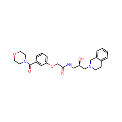 O=C(COc1cccc(C(=O)N2CCOCC2)c1)NC[C@@H](O)CN1CCc2ccccc2C1 ZINC000218910964