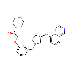 O=C(COc1cccc(CN2CC[C@@H](Nc3cccc4cnccc34)C2)c1)N1CCOCC1 ZINC000114337721