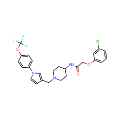 O=C(COc1cccc(Cl)c1)NC1CCN(Cc2ccn(-c3ccc(OC(F)(F)F)cc3)c2)CC1 ZINC000040406923