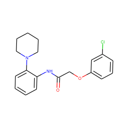 O=C(COc1cccc(Cl)c1)Nc1ccccc1N1CCCCC1 ZINC000012523496