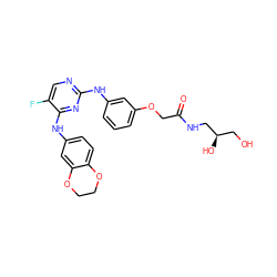 O=C(COc1cccc(Nc2ncc(F)c(Nc3ccc4c(c3)OCCO4)n2)c1)NC[C@H](O)CO ZINC000136613874