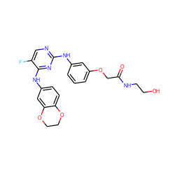 O=C(COc1cccc(Nc2ncc(F)c(Nc3ccc4c(c3)OCCO4)n2)c1)NCCO ZINC000136365022