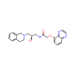 O=C(COc1cccc2nccnc12)NC[C@@H](O)CN1CCc2ccccc2C1 ZINC000218913288