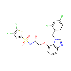 O=C(COc1cccc2ncn(Cc3ccc(Cl)cc3Cl)c12)NS(=O)(=O)c1cc(Cl)c(Cl)s1 ZINC000049678152